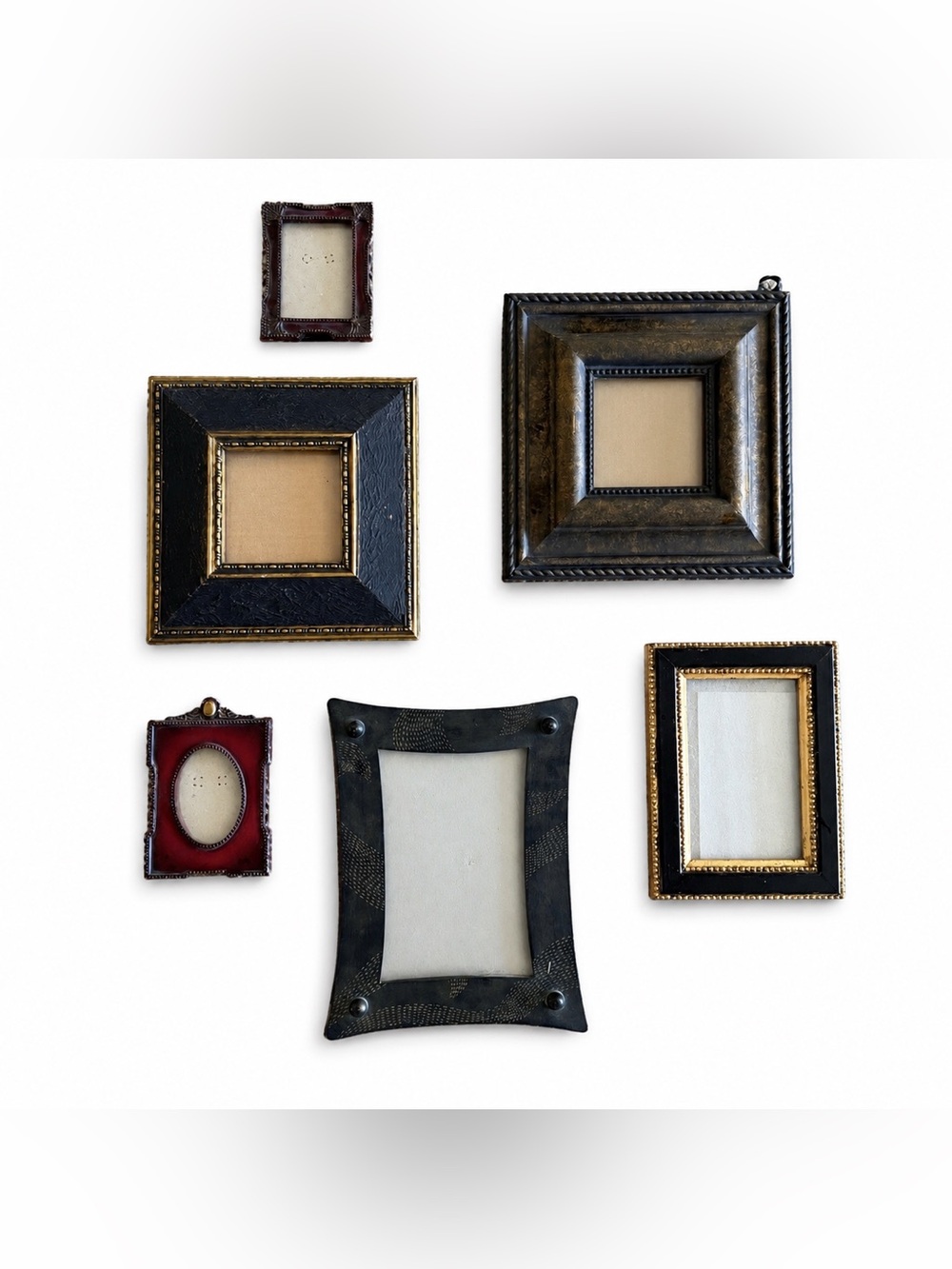 Vintage Gallery Wall Art Frame Collection - Set of 6 -  Various Sizes Black Gold
